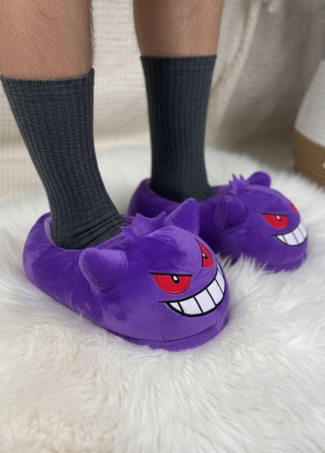 Фиолетовые домашние тапочки мужские покемон генгар My Kigu