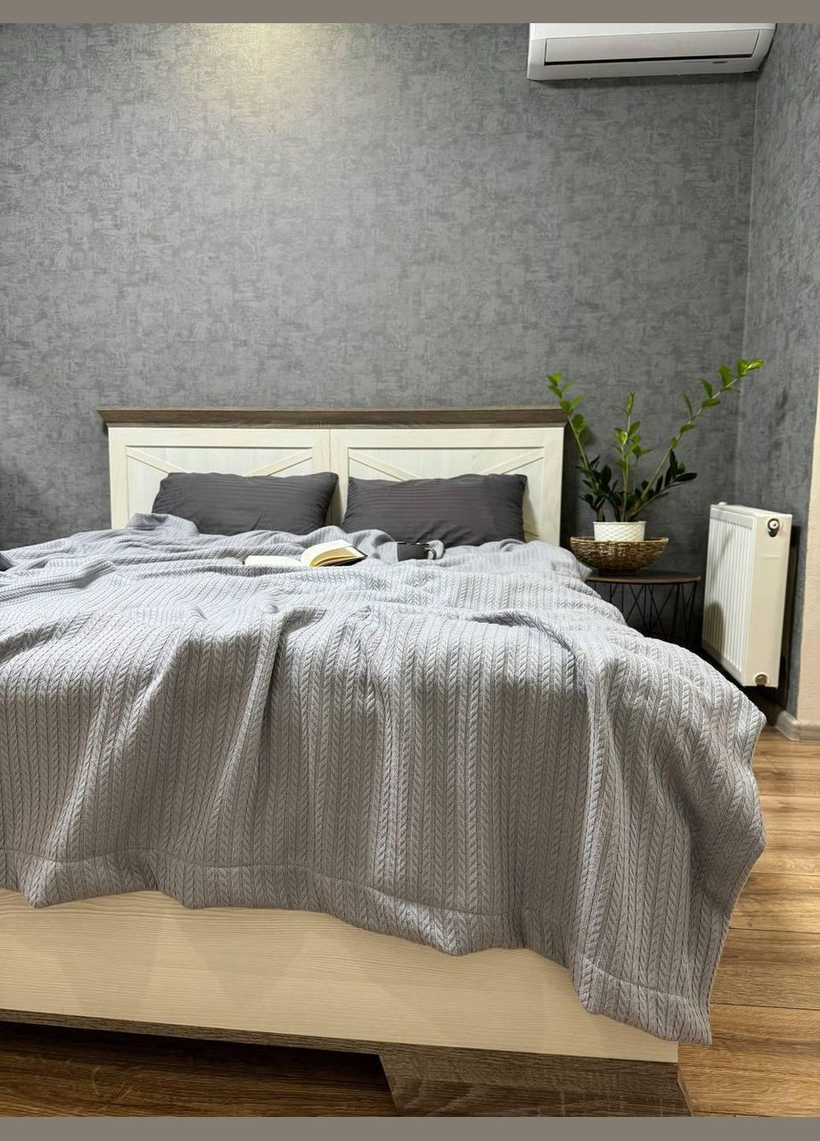 Покрывало на кровать Евро 220х240 Серый (П4К-post-piqe-ev-002) No Brand (323161153)