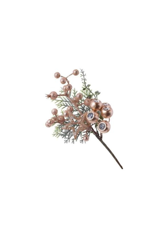 Штучні матеріали для декору 26см Декоративна гілка з ягід та жолудів Золотистий No Brand (367078461)