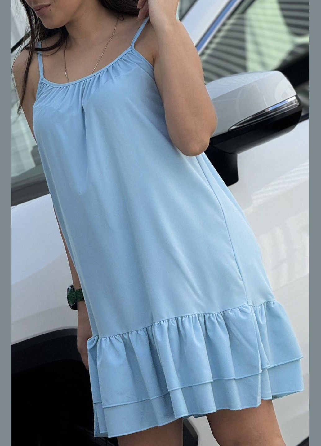 Сарафан жіночий блакитного кольору Let's Shop (292802699)