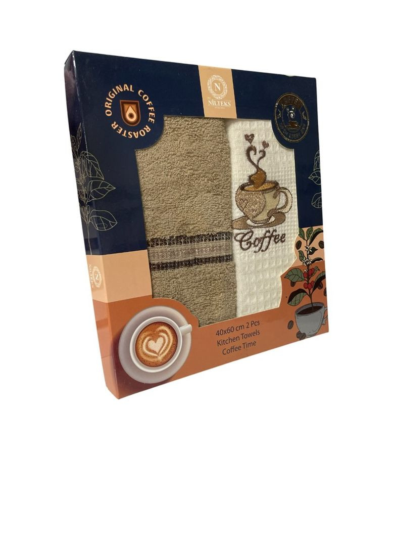 Набор 2 махрово-вафельных полотенца 40х60 см COFFEE разноцветный TC303375778 TURComFor комбинированный