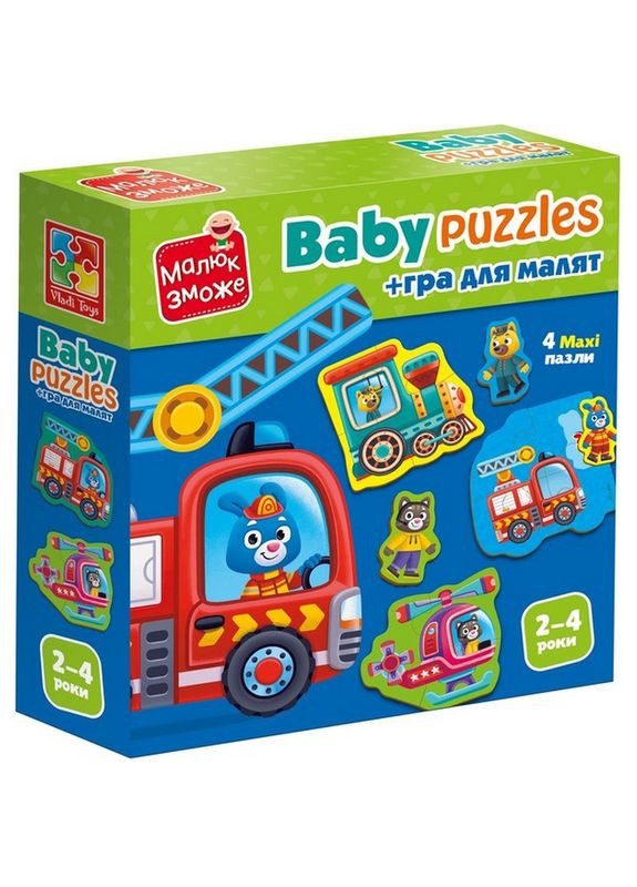 Детские развивающие картонные пазлы "Транспорт. Животные" VT172228 с игрой Vladi toys (307827042)