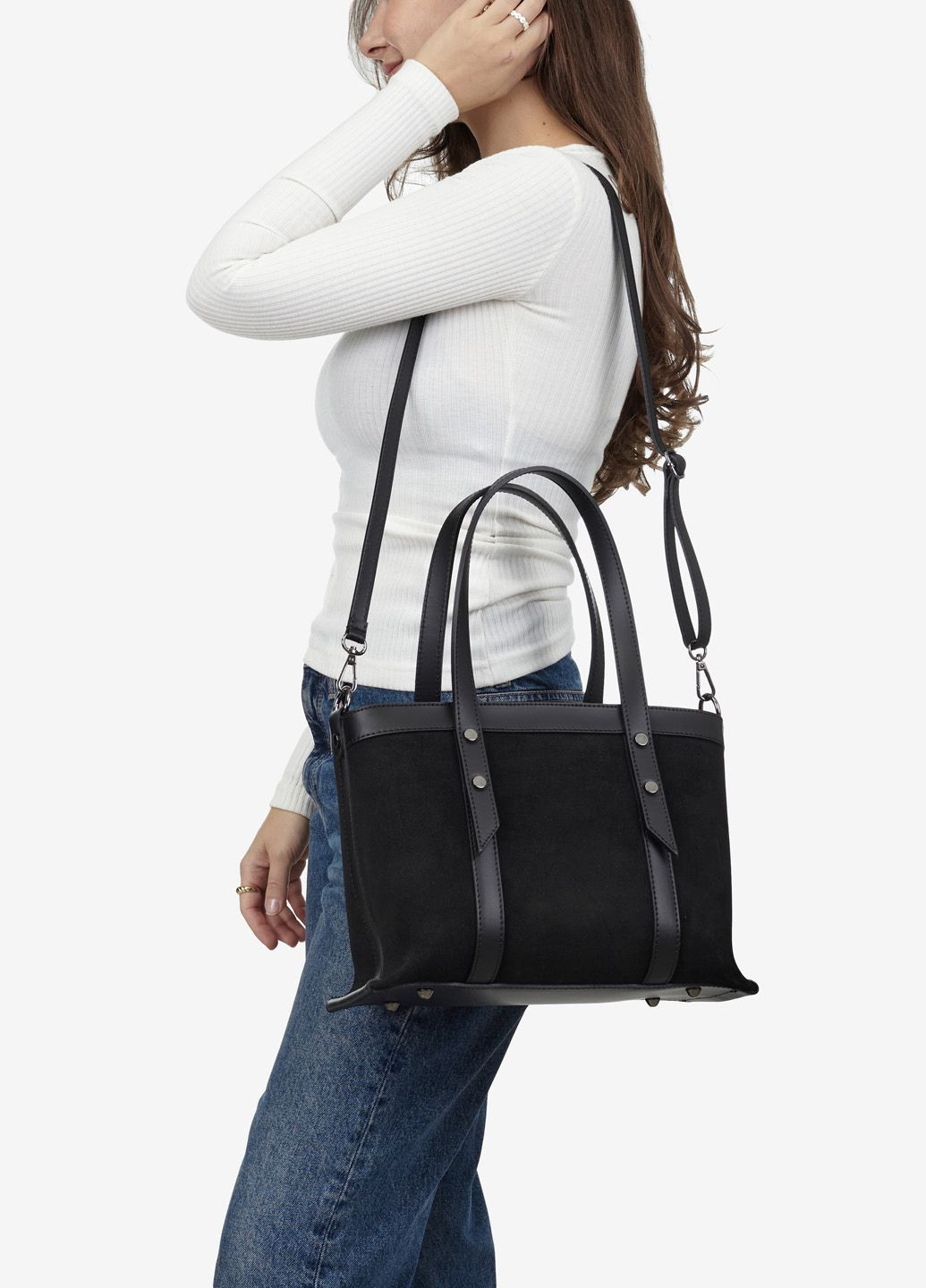 Сумка жіноча замшева тоут середня Tote Regina Notte (312551656)