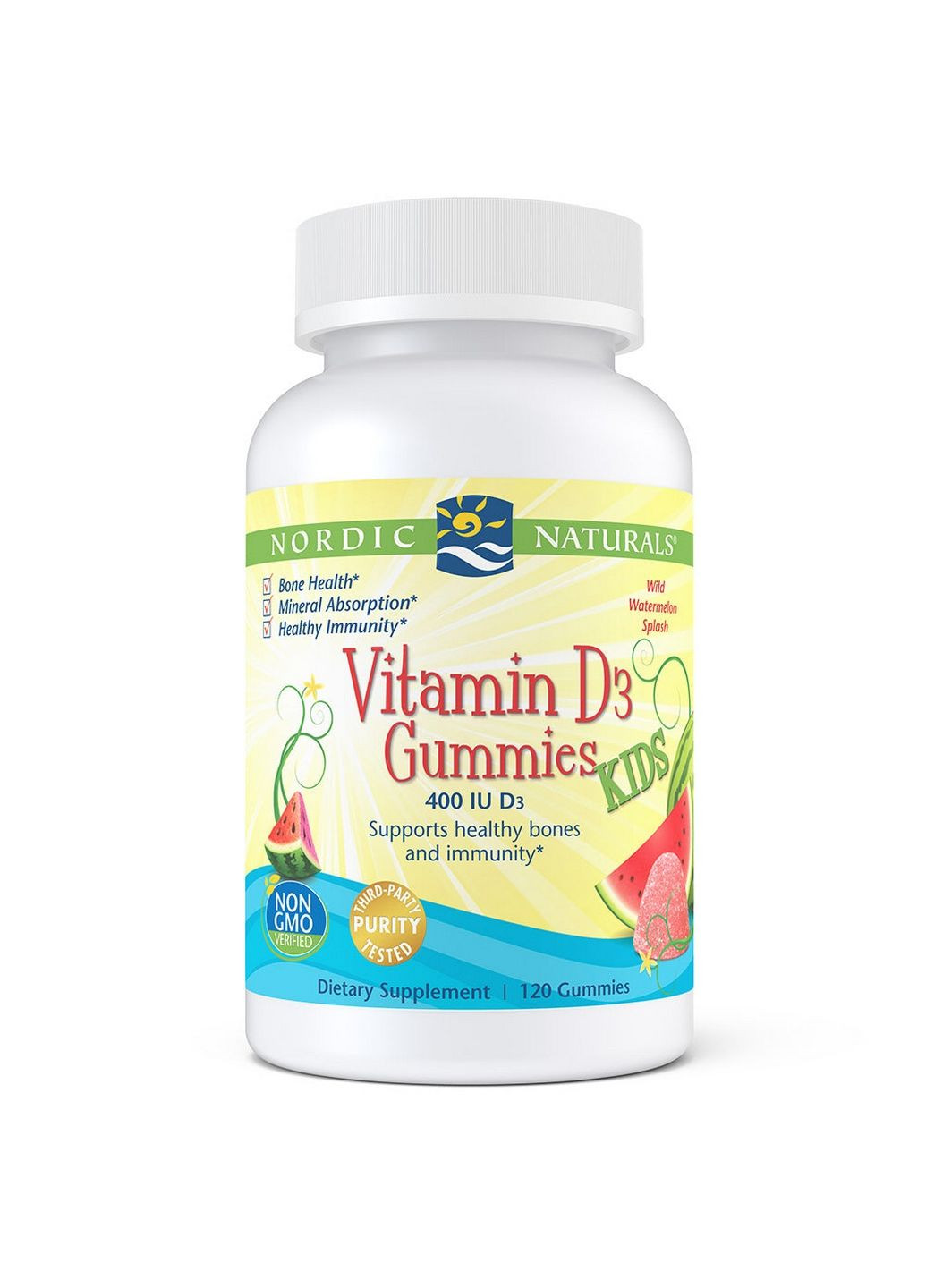 Вітаміни та мінерали Vitamin D3 Kids, 120 жувальних цукерок Кавун Nordic Naturals (295899050)