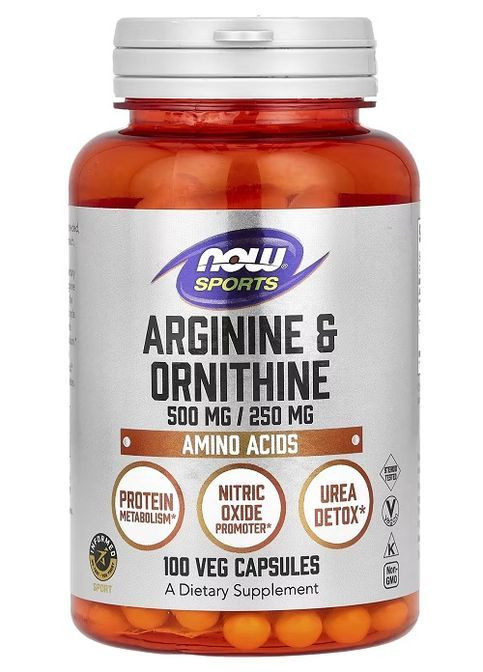 Arginine/Ornithine, 500 mg/250 mg 100 Veg Caps Now Foods (362418772)