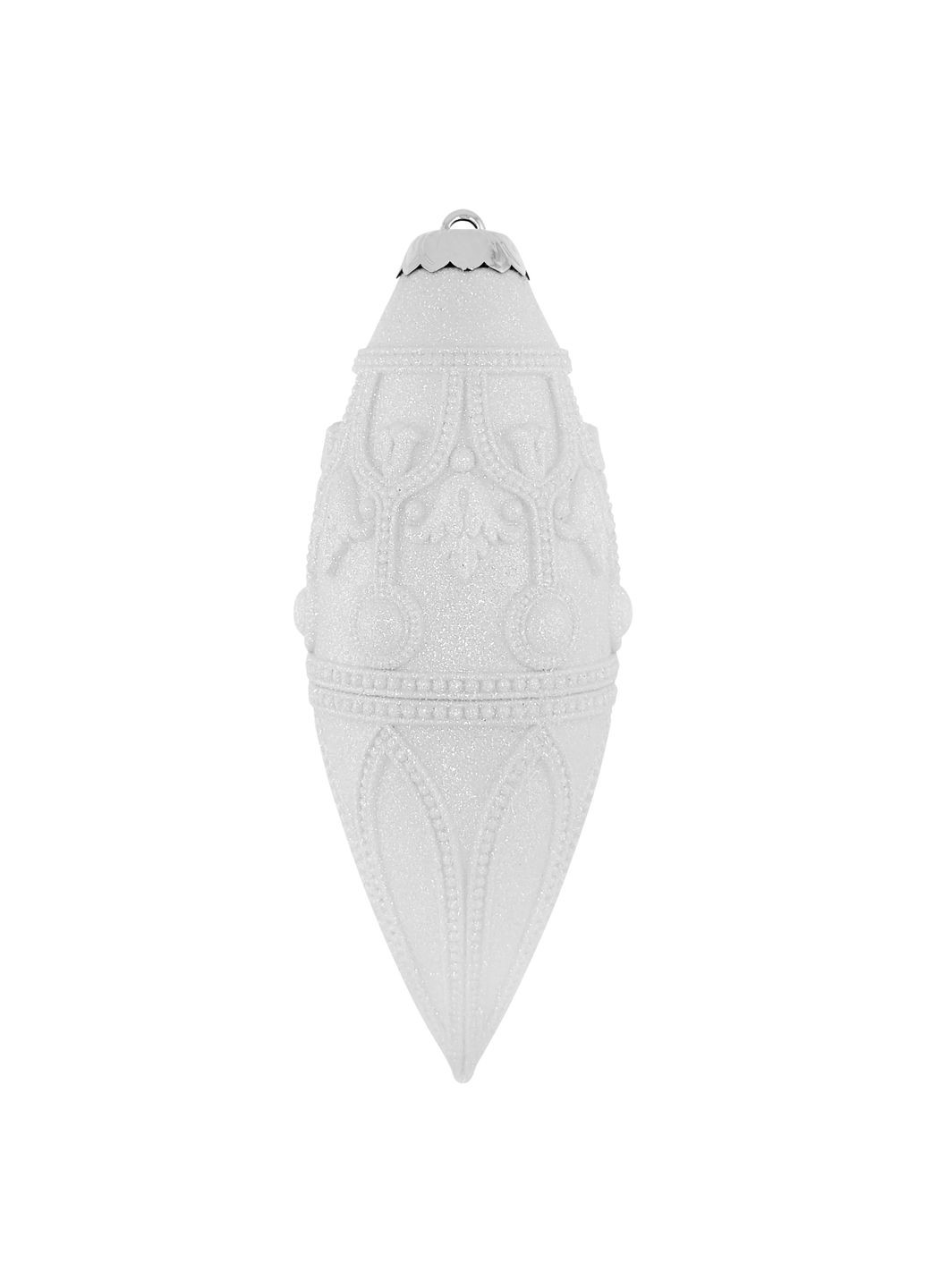 Елочное украшение Овал Элит 6х6,х16,5 см белый MIS LT (365627425)