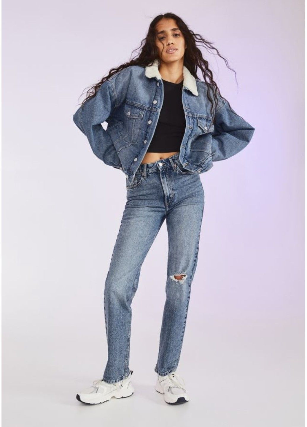 Синяя зимняя утепленная женская джинсовая куртка н&м (57800) s синяя H&M