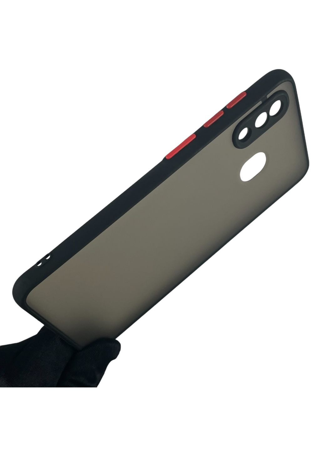 Чехол для Galaxy A20 (SM-A205F) матовый с высокими бортами с защитой камеры на самсунг а20 чёрный Samsung (366021995)