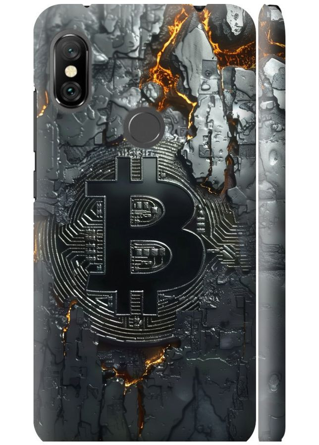 3D пластиковий матовий чохол 'Розпечений біткойн' для Endorphone Xiaomi Redmi Note 6 Pro (289716971)