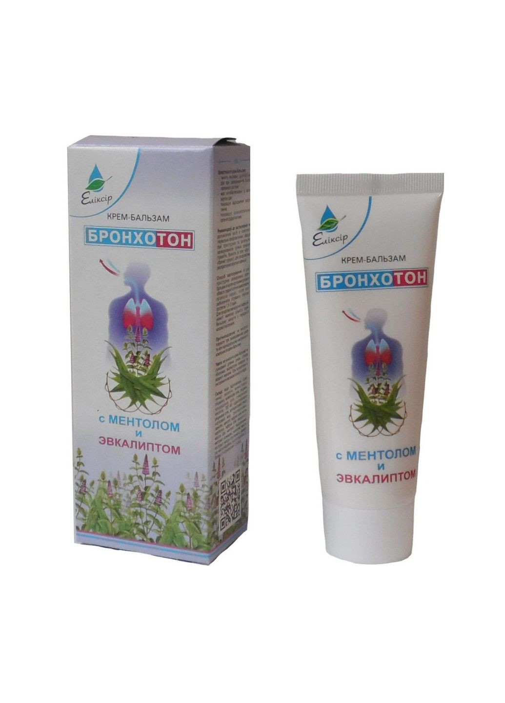 Бронхотон ментол и эвкалипт крем-бальзам 75 мл Эликсир (316607930)