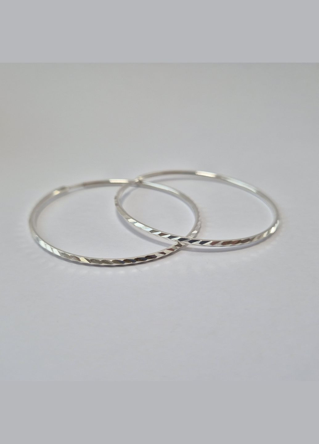 Срібні сережки кільця Конго з насічкою 50 мм срібло 925 проби 20108/50а 4.12г Nobrand (373313175)