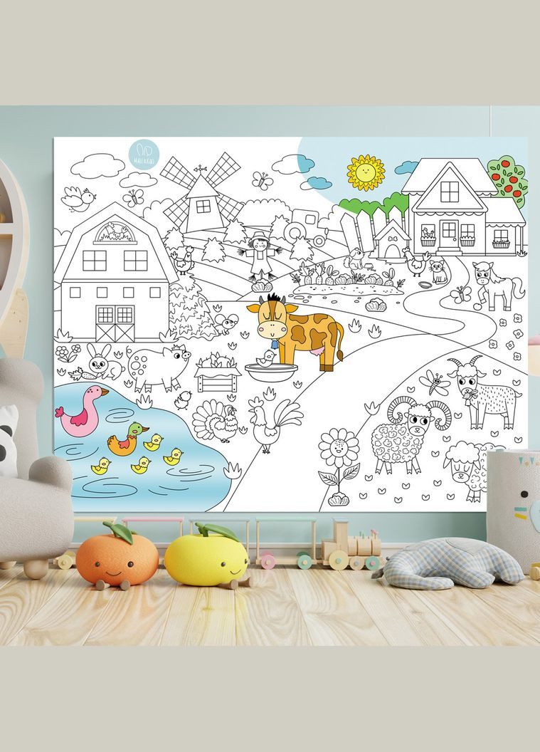 Раскраска Ферма Мега большая раскраска набор с фломастерами 120х150 см No Brand (339871455)