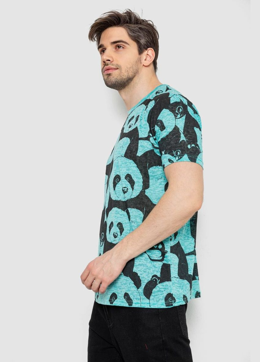 Мятная футболка мужская с принтом синяя размер l (sku_244r6034) с коротким рукавом No Brand