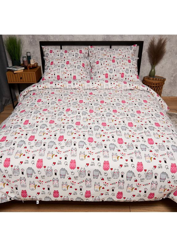 Комплект постельного белья Бязь Gold Люкс Двуспальные 175х210 наволочки 2х40х60 (MS-820009070) Moon&Star Cute Cats (356114768)