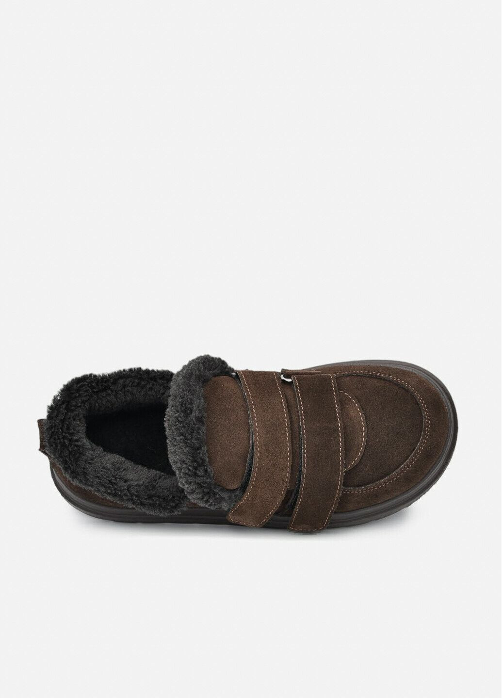 Темно-коричневі жіночі зимові темно-коричневі замшеві кеди на двох липучках (відшив 3 дні) Paradize