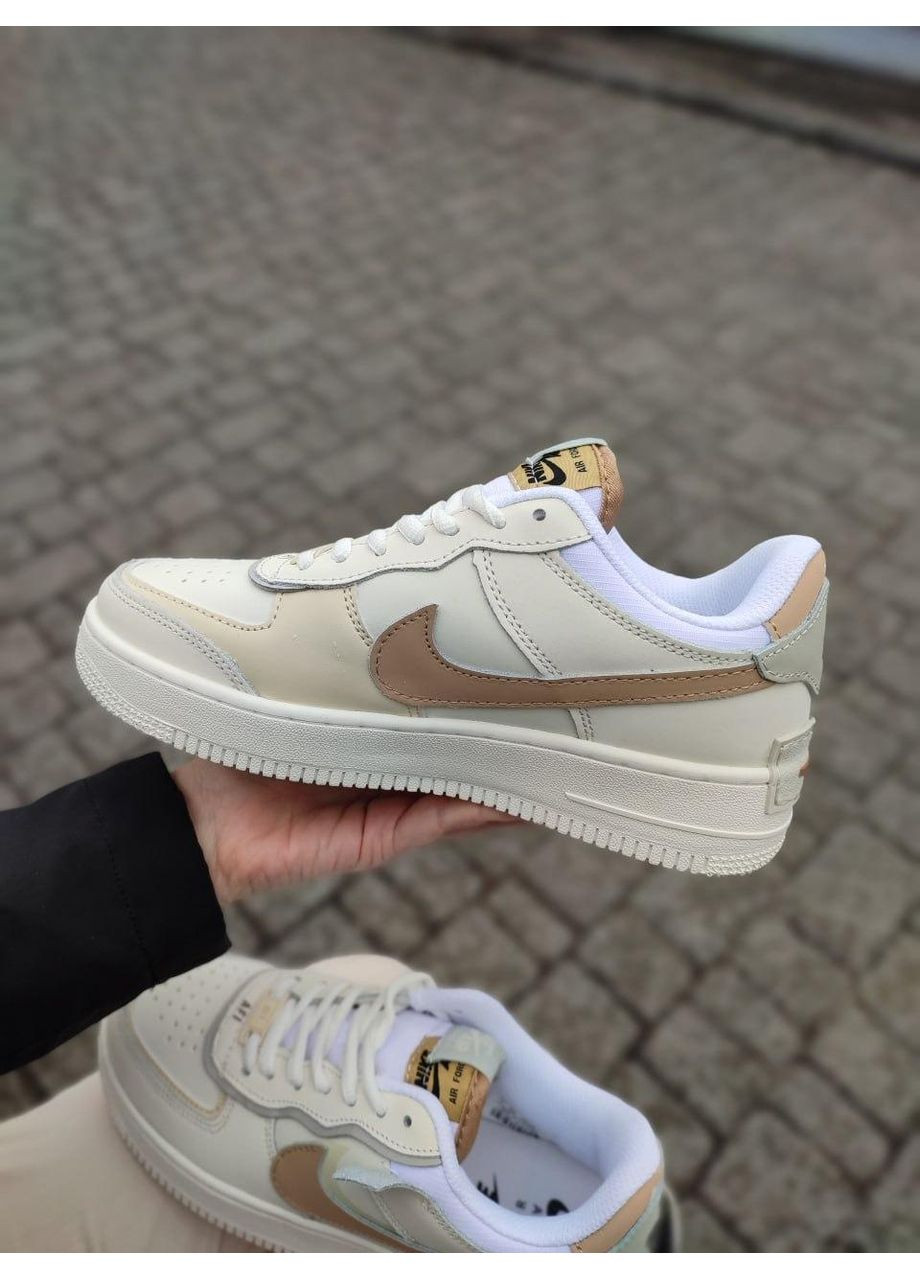 КРОСІВКИ ЖІНОЧІ NIKE AIR FORCE 1 SHADOW BEIGE BROWN НАЙК АІР ФОРС 1 ПРЕМІУМ No Brand бежеві демісезони (368862194)