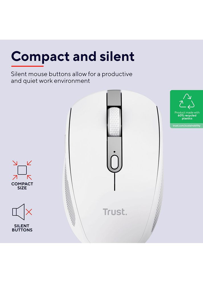 Миша Ozaa Compact Multi-Device Wireless Mouse White (24933) Trust (322912865)