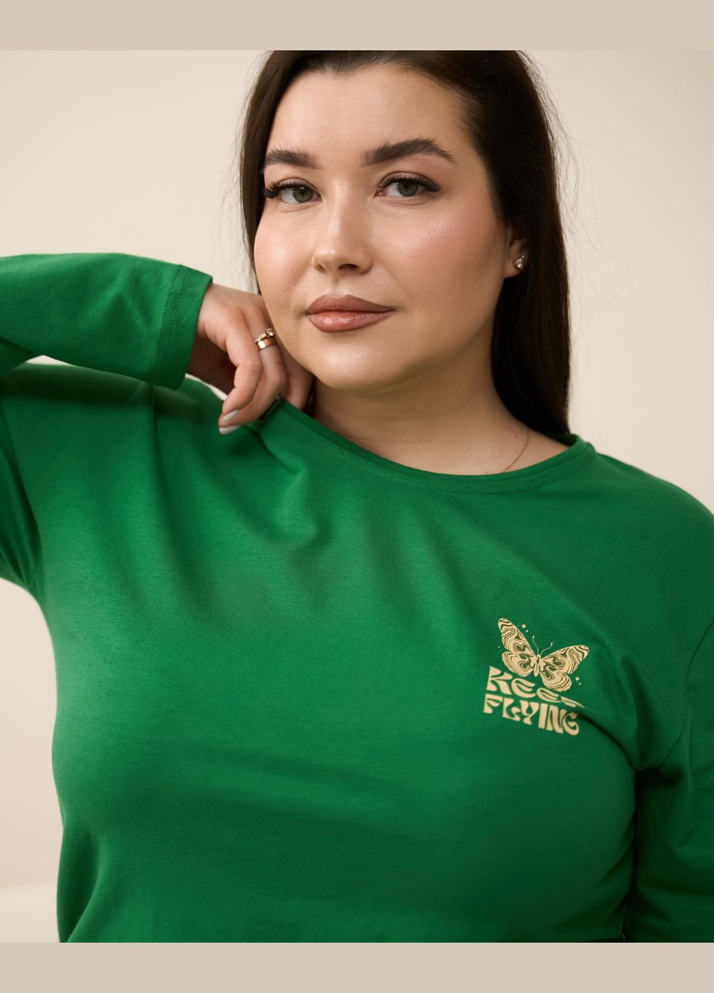 Зеленая батальная пижама со штанами в клетку Nicoletta