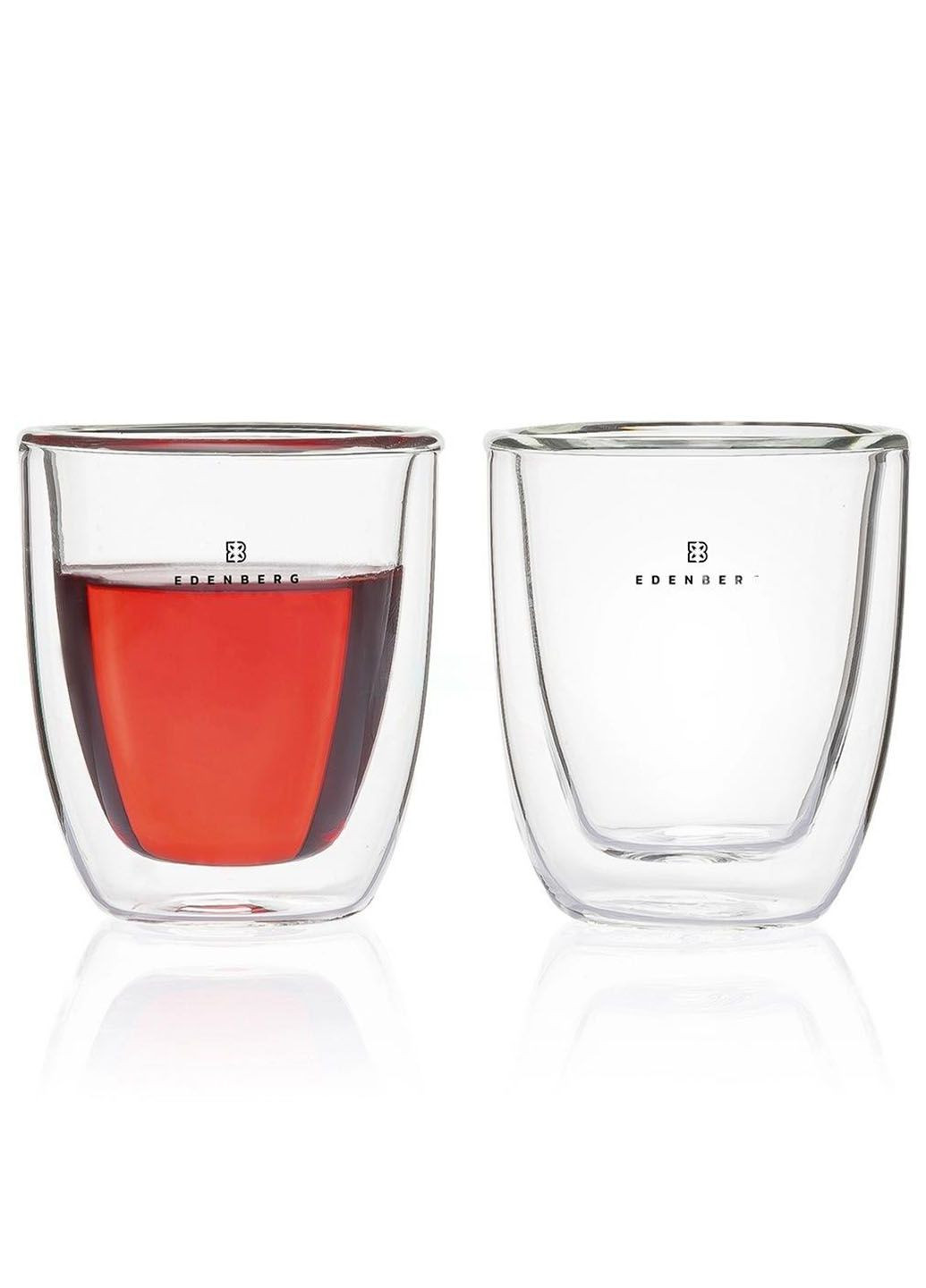 Набор стеклянных стаканов 2шт EB-19511 с двойными стенками 80 мл Edenberg (289362283)