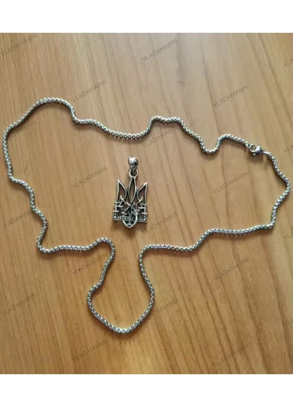 Трезубец на цепочке, оберег, кулон, цепочка герб Украины меч патриота No Brand (370639441)