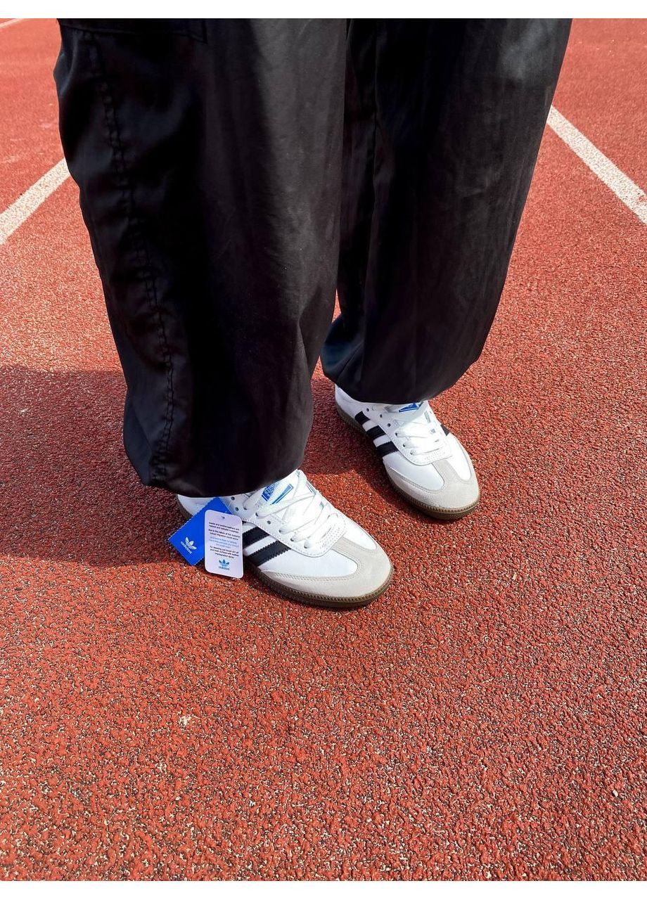 КРОССОВКИ ЖЕНСКИЕ ADIDAS SAMBA OG VEGAN LOW WHITE BLACK АДИДАС САМБА No Brand чёрные демисезоны (368854937)