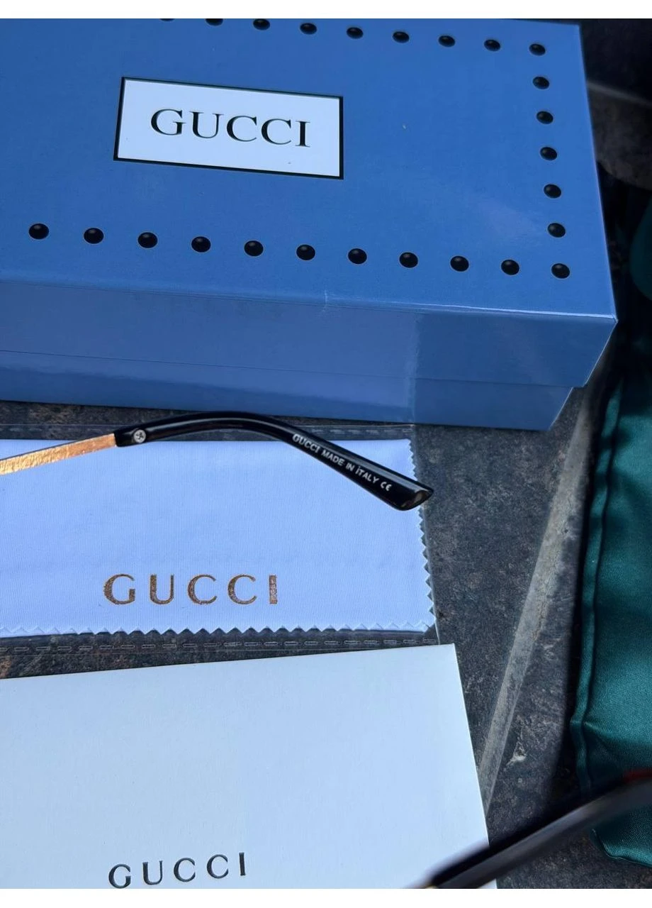 Сонцезахисні чорні окуляри Gucci класичні окуляри гучі унісекс очки безобідкові у повному пакуванні No Brand (399932302)