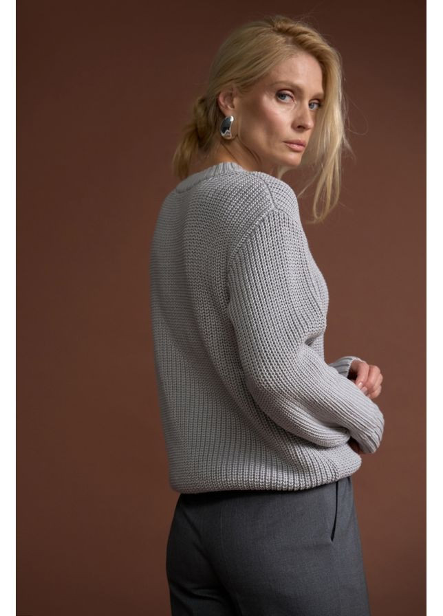 Серый демисезонный базовый женский джемпер из хлопка и вискозы (2867) Triko Bakh