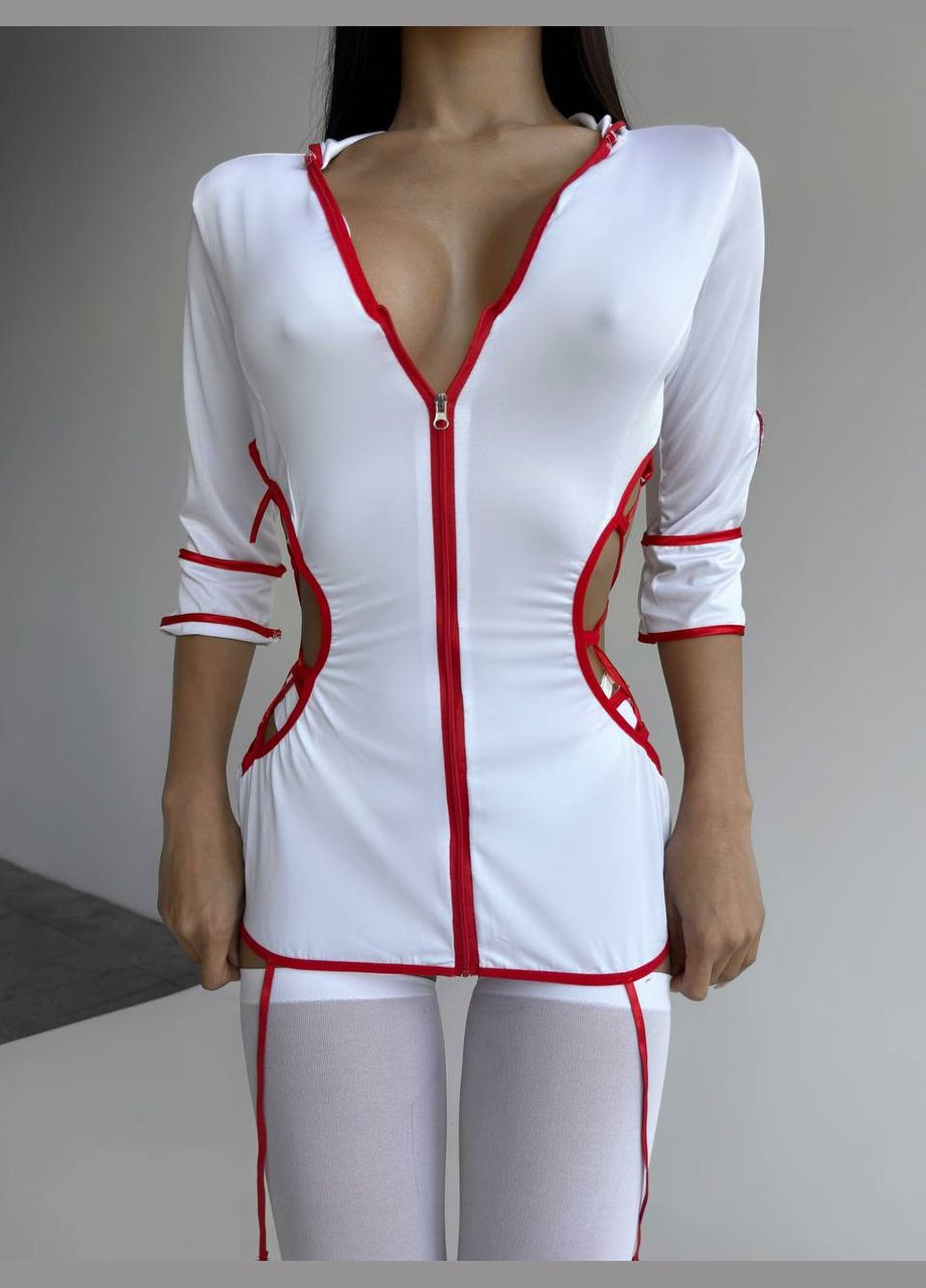 Білий привабливий костюм "медсестри"з панчохами Simply sexy