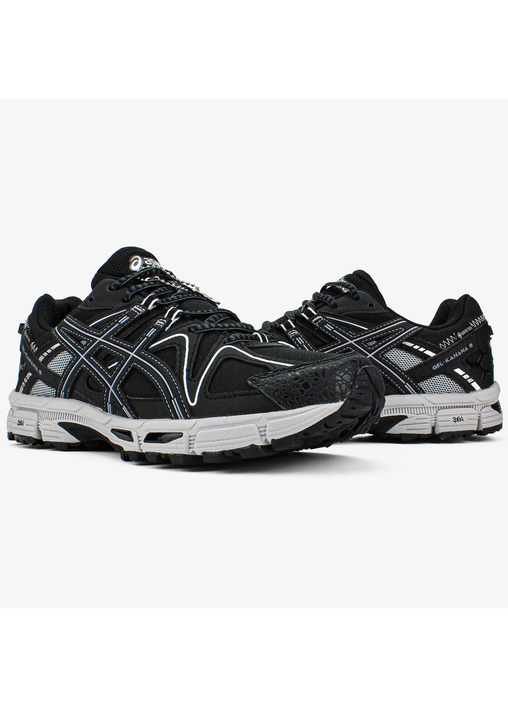 Черные всесезонные кроссовки мужские и женские asics gel-kahana 8 black white gore-tex | асикс гель-кахана 8 черные No Brand