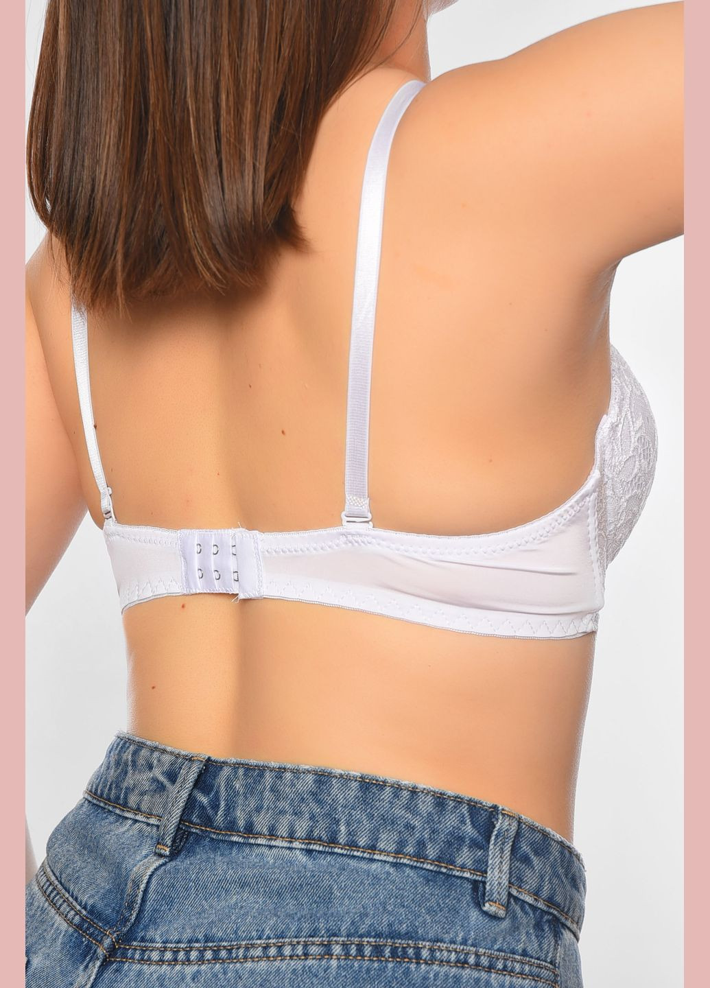 Белый бюстгальтер женский белого цвета чашка с Let's Shop полиамид
