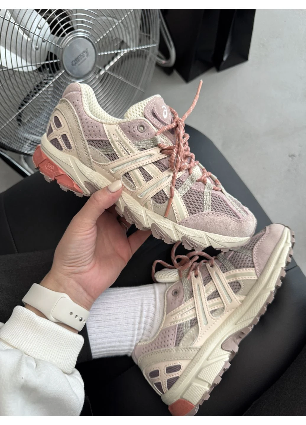 Белые летние кроссовки asics gel-sonoma 15-50 white/peach fawn асикс гель сонома No Brand