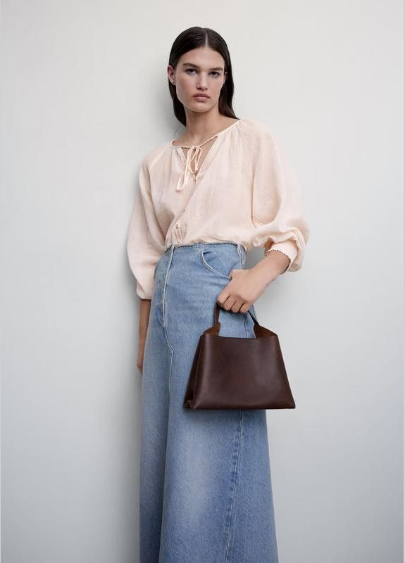 Светло-розовая блузка полупрозрачная свободный крой марлевая пастельная натуральная ткань оверсайз рубашка Mango