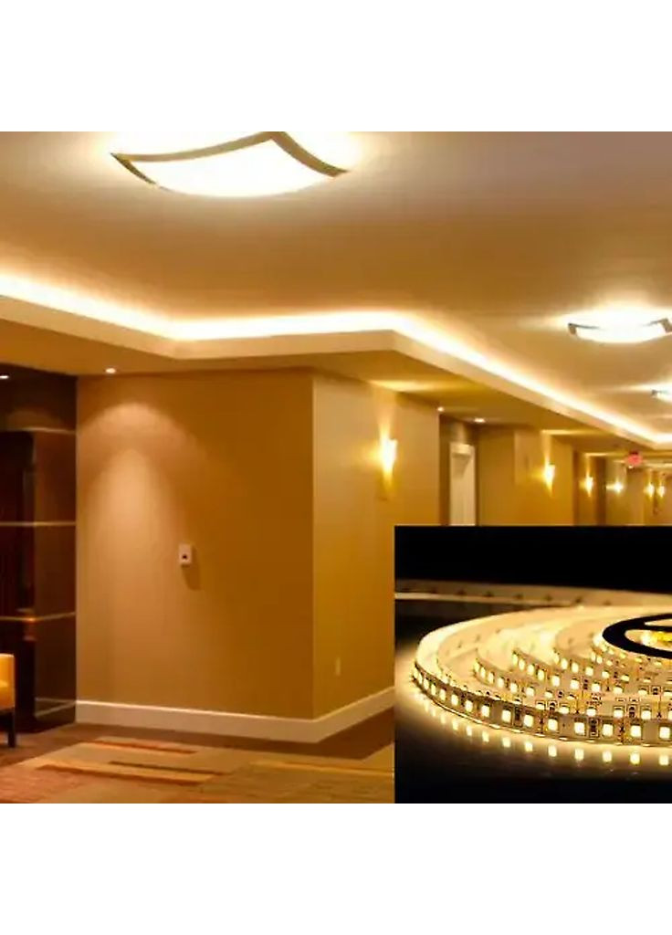 Светодиодная лента 12В SMD2835 120шт/м 915 Лм/м тёплый белый, негерметичная, 5 метров BIOM (361066696)