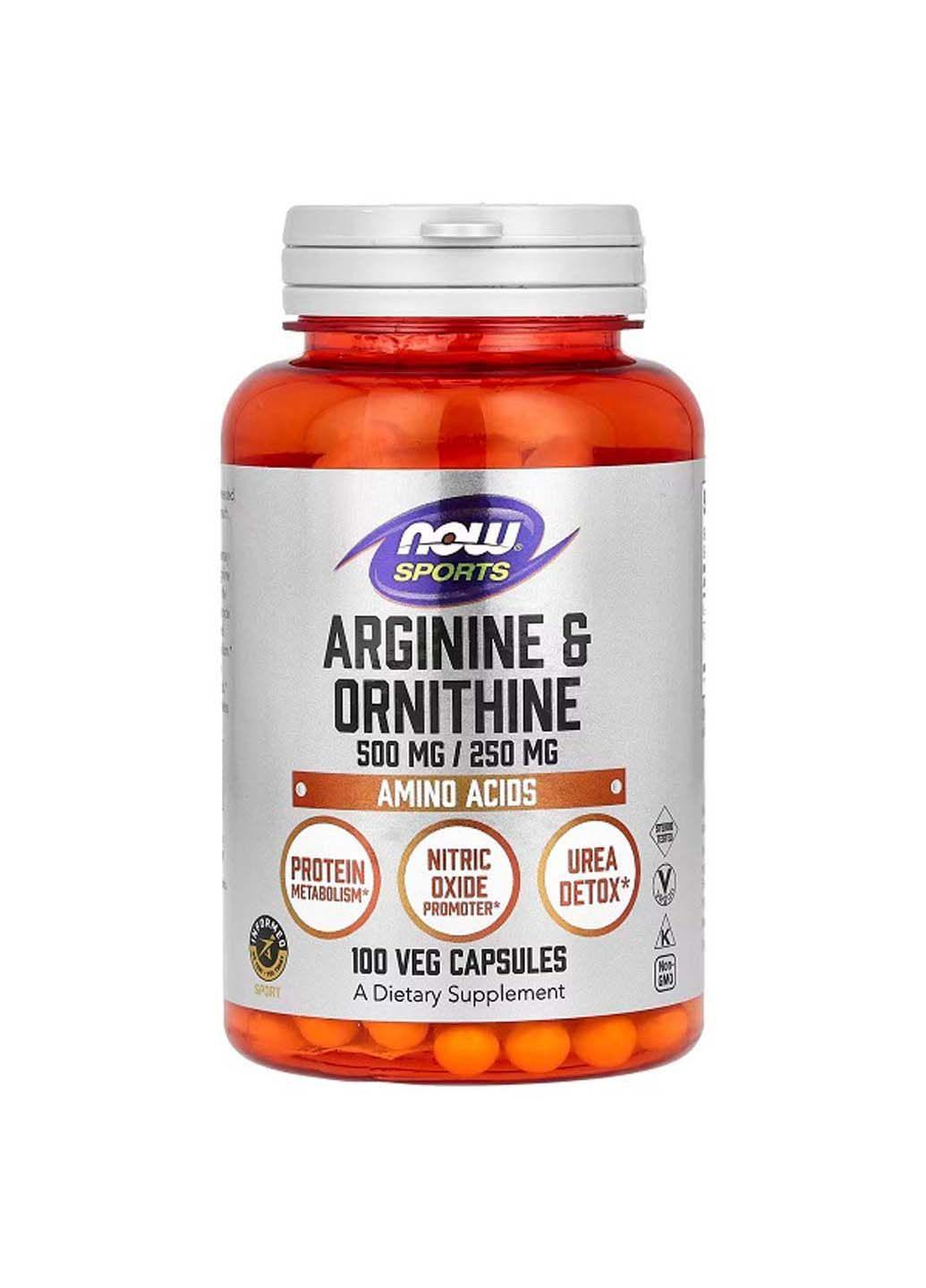 Аргинин Arginine/Ornithine, 500 mg/250 mg 100 Caps Now Foods (301938663)