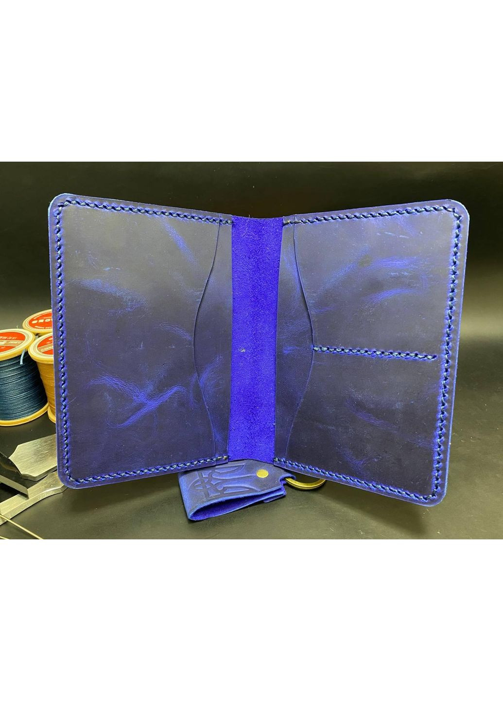 Портмоне для документов с гербом из натуральной кожи. Обложка для паспорта. Докхолдер Синий цвет No Brand (356508829)