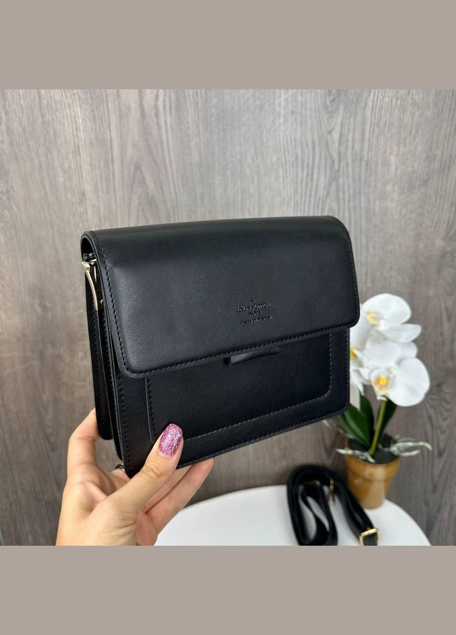 Жіноча міні сумка клатч на плече екошкіри середньої жорсткості чорна (sku_1660Ч) No Brand (330575567)