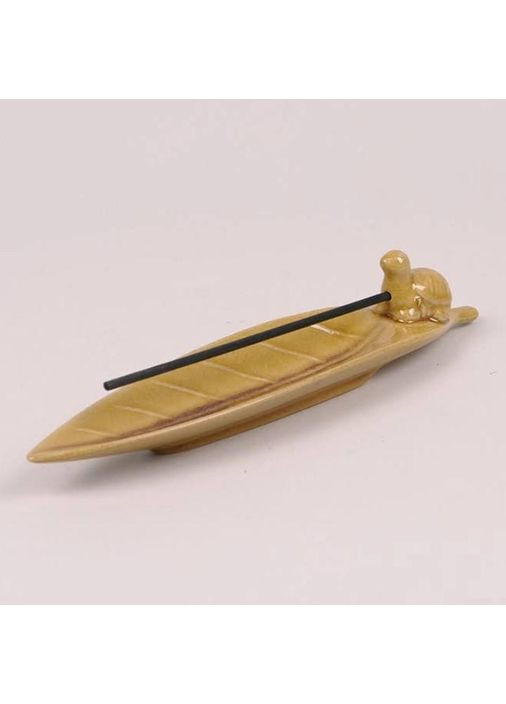 Підставка керамічна для аромапаличок Листок з черепахою 36527 Flora (354225149)