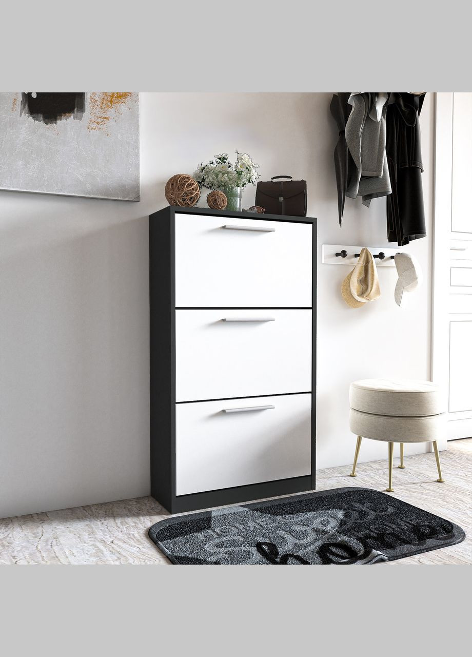 Тумба для обуви S-21 Ш590/В1200/Г280 Антрацит-Белый MORELI (313859696)