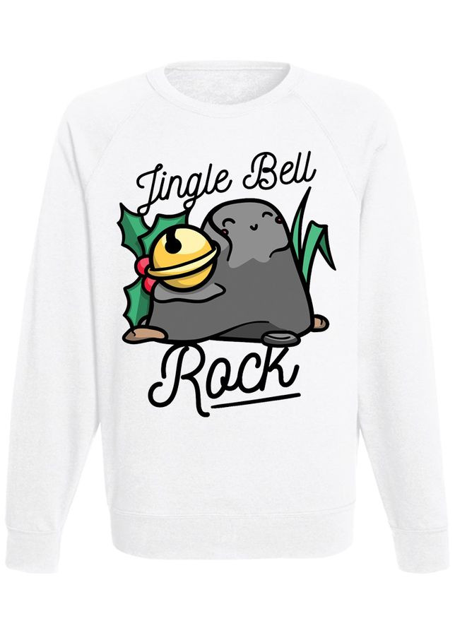 Чоловічий новорічний світшот Jingle Bell Rock (білий) Fat Cat - крій білий - (283027005)