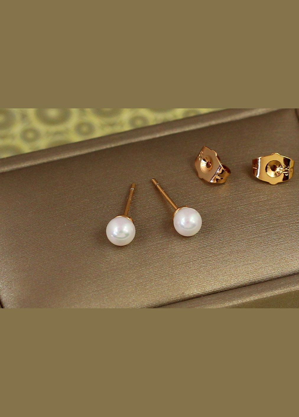 Серьги гвоздики жемчуг 5 мм золотистые Xuping Jewelry (316432899)