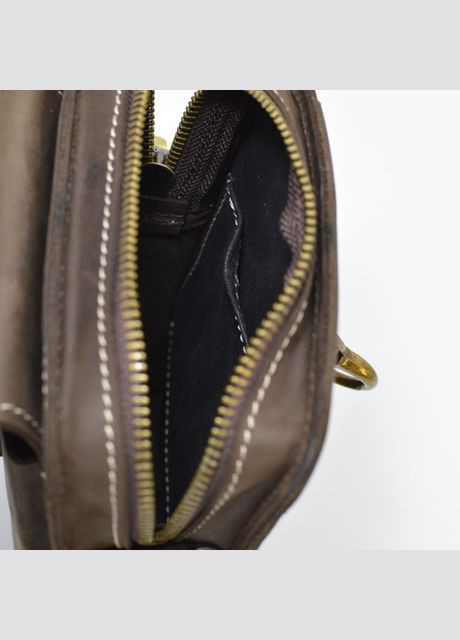 Сумка поясная на ремень через плечо мужская из натуральной кожи маленькая Коричневый 35086 TARWA (333300003)