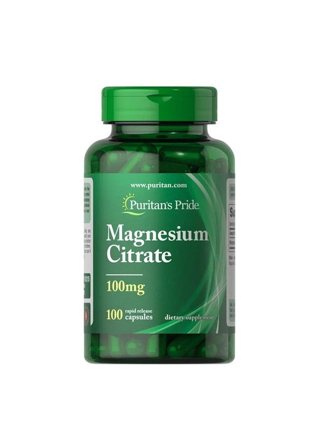 Цитрат магнію Magnesium Citrate 100 мг 100 капсул Puritans Pride (359476810)