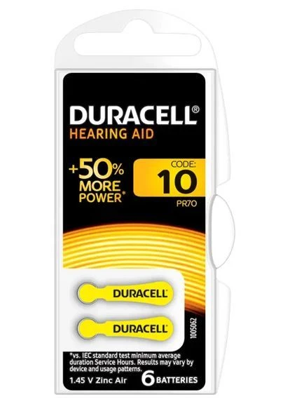 Воздушно-цинковая батарейка DURACELL ZA10, в упаковке 6шт No Brand 8976 (400487351)
