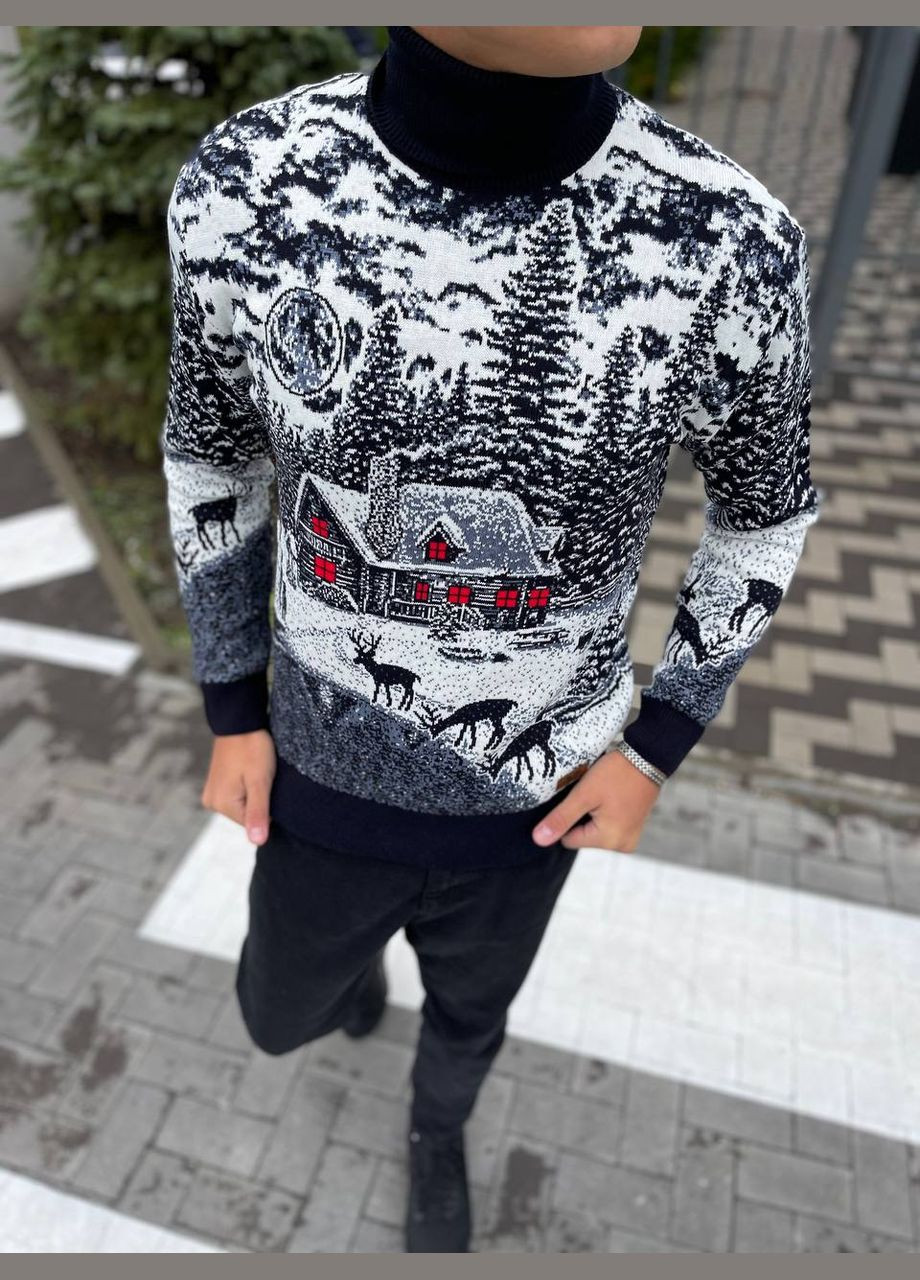 Синій зимовий светр чоловічий джемпер No Brand