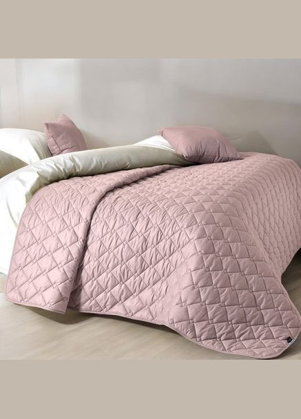 Двустороннее покрывало Cube 180х210 см микрофибра с антиаллергенным волокном, пудра/св.серый (8-32404*005) IDEIA (311226035)