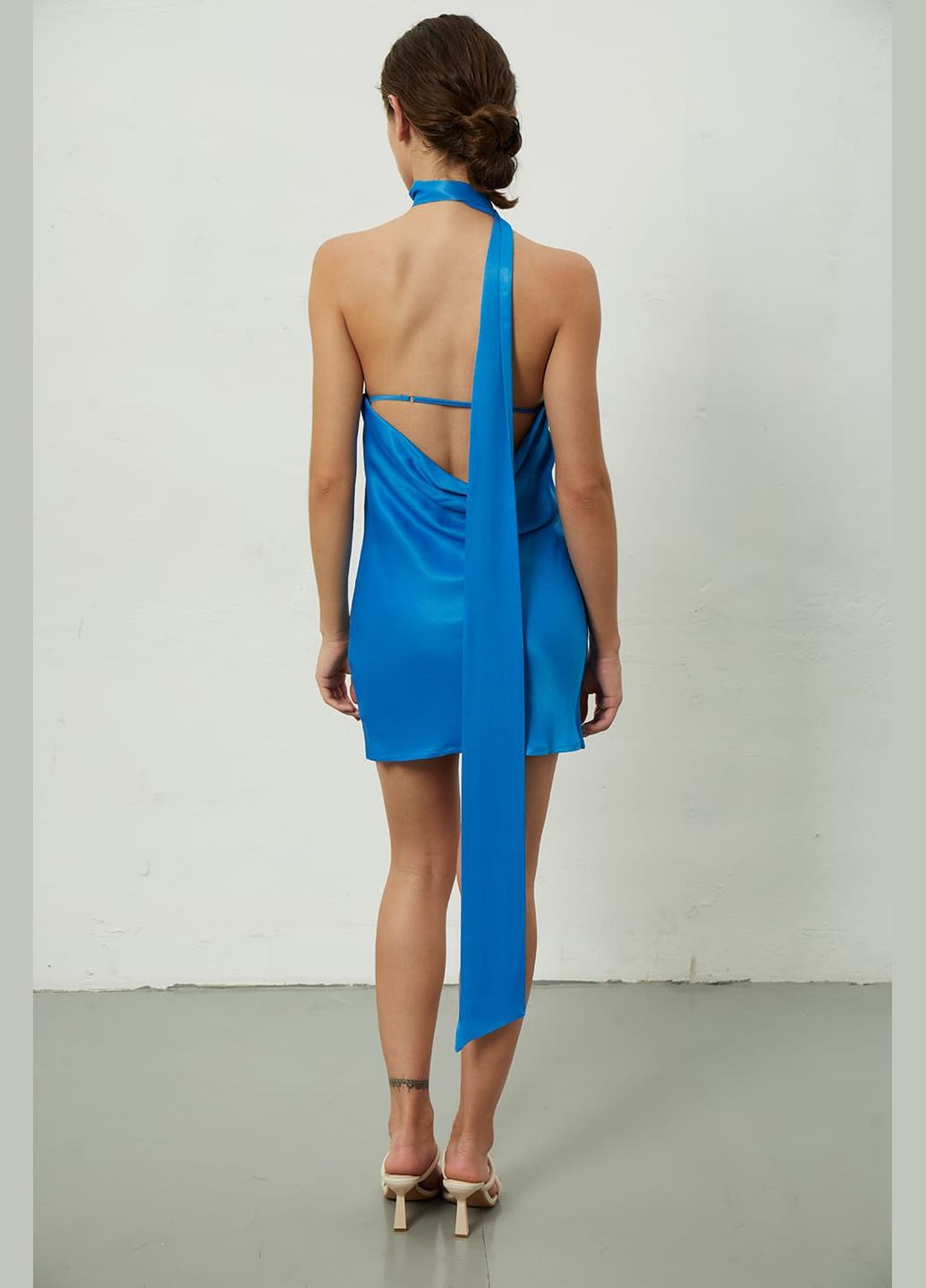 Бірюзова сукня сатинова асиметрична 714 Papaya