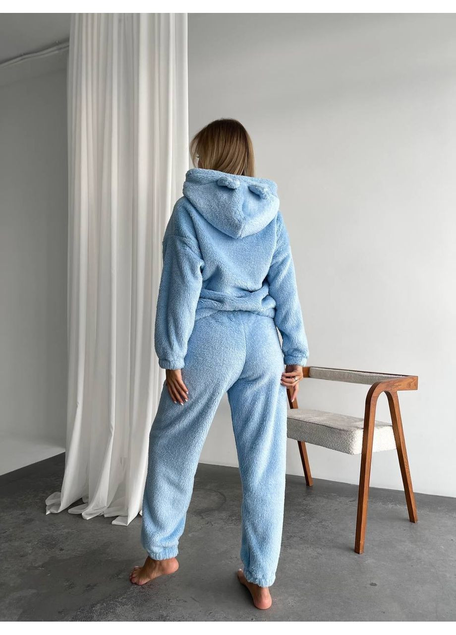 Голубая женский махровый домашний костюм Osoblyva