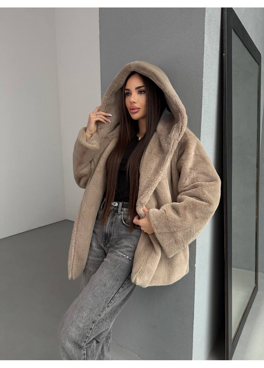 Жіноча шуба з капюшоном вільного крою MonCher (369733374)