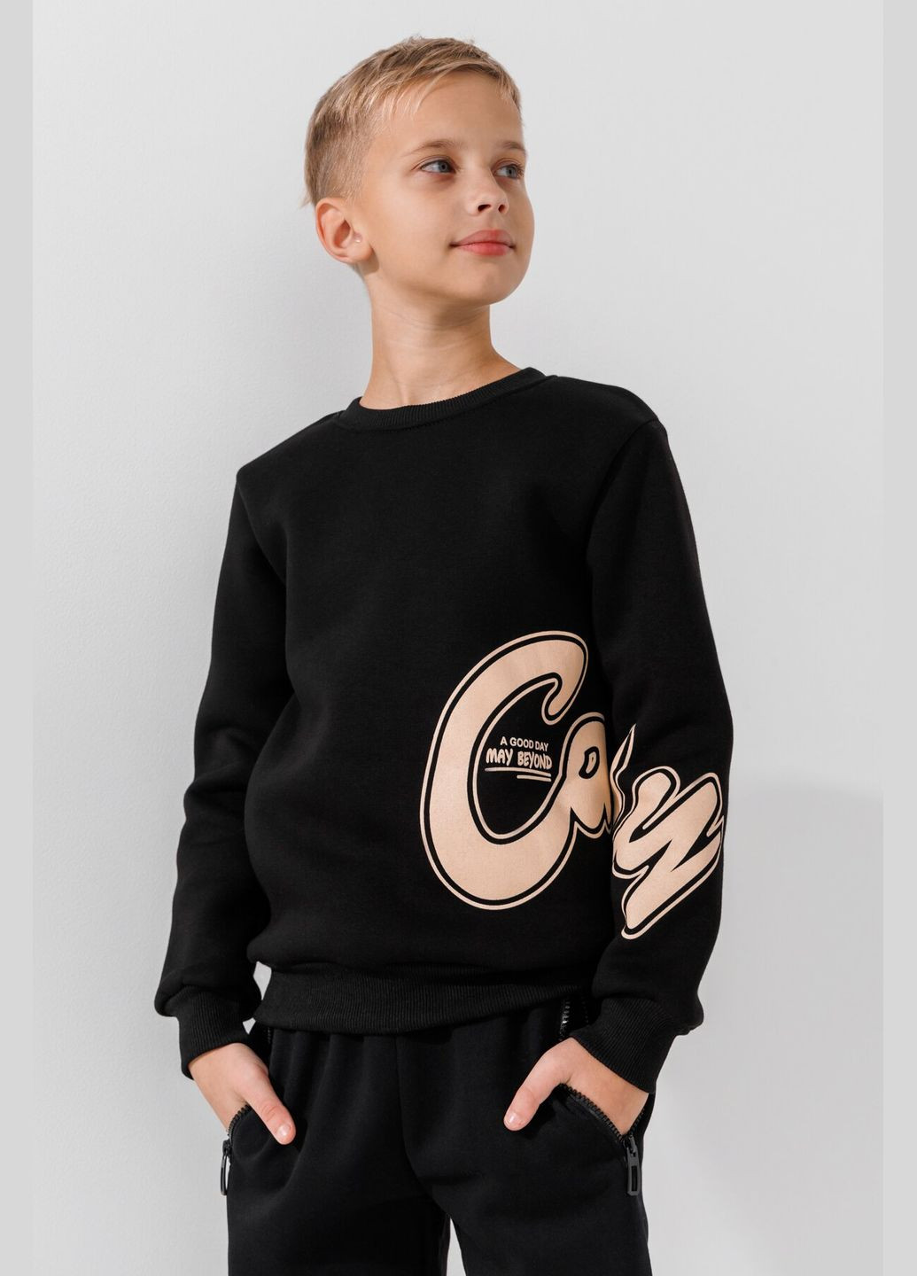 Atabey свитшот с принтом для мальчика 30703.1 140 см черный shop (2000990808813) черный повседневный хлопок, полиэстер