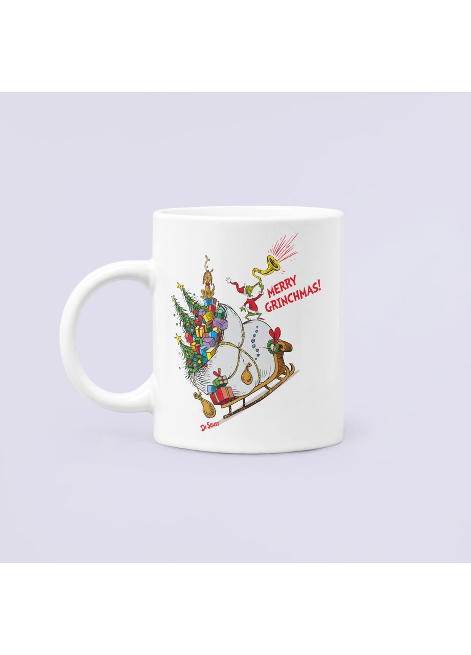 Чашка Керамічна Кружка з принтом Merry Grinchmas Grinch Грінч подарунки Біла 330 мл Orca (368767657)